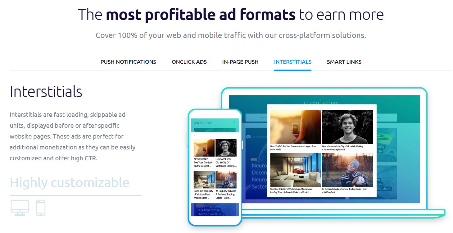 Propeller Ads Publisher Ad Types
