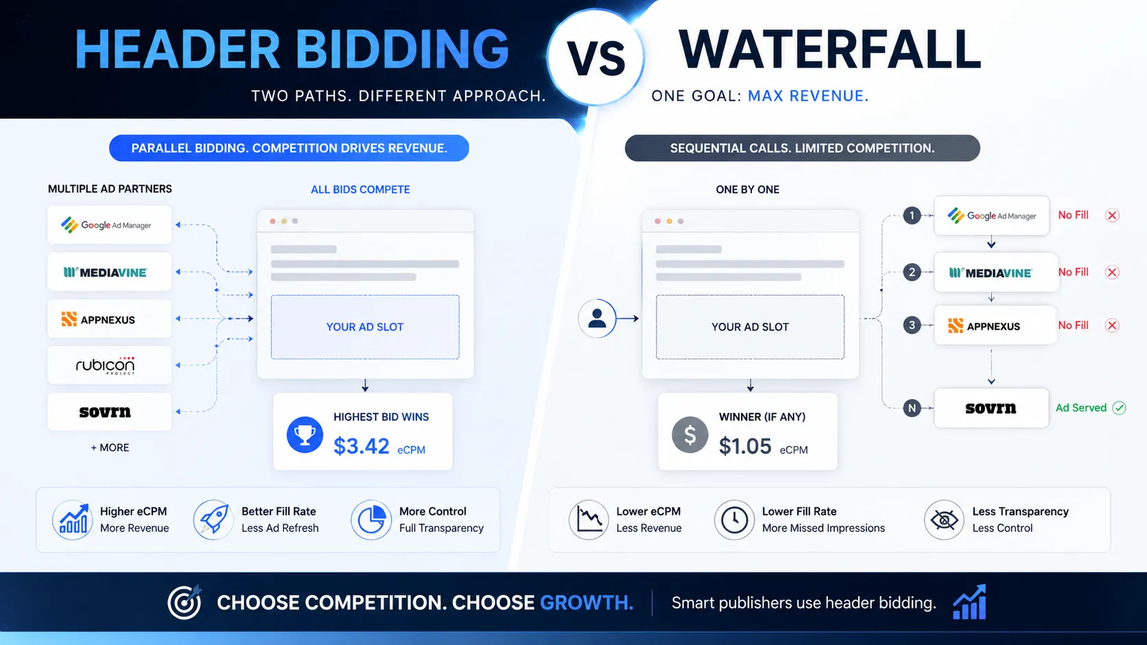 Header Bidding vs Waterfall