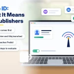 Telco ID guide for publishers showing a consent toggle, an ID card and a network signal on a laptop screen
